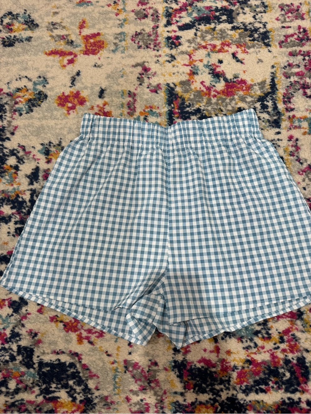 SHEIN Blue Gingham High-Waist Women’s Shorts
